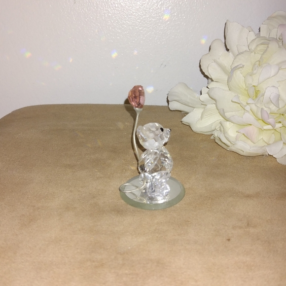 Swarovski Crystal I Love You Kris Bear w/ Pink Heart Balloon & Stand Plate & Box - Picture 4 of 16